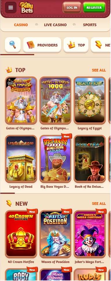 BillyBets καζίνο σε κινητό τηλέφωνο
