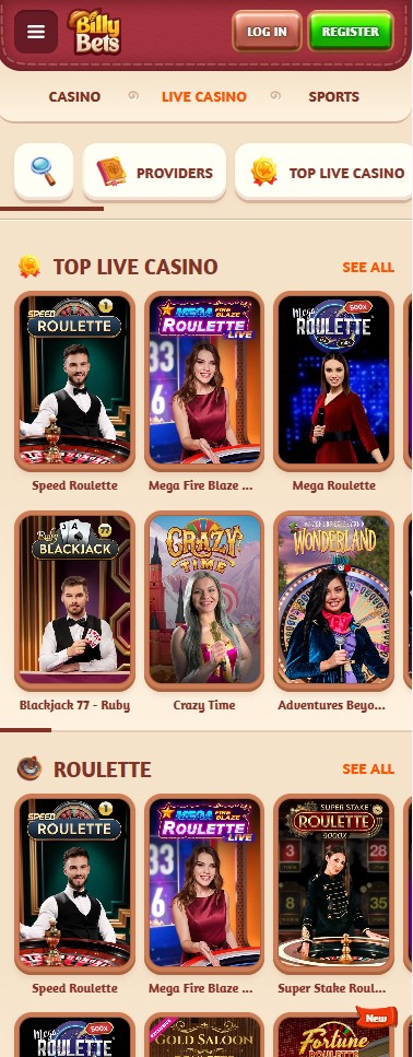 Live Dealer στο BillyBets Live Καζίνο